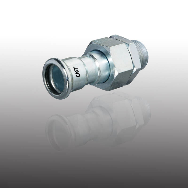 ADAPTOR UNION WITH MALE THREAD, BRASS NUT AND EPDM FLAT SEAL